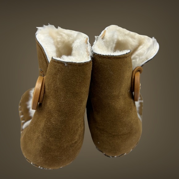 Furry Boots with Button Detail—12-18 months Brown - Picture 2 of 12